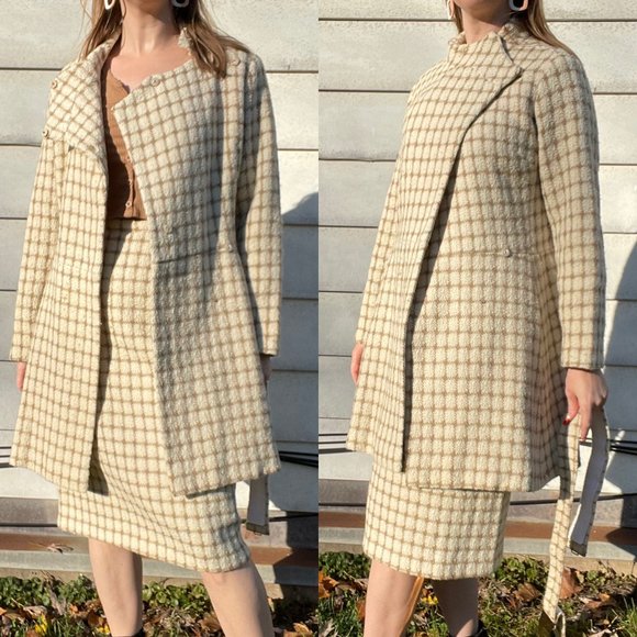 SIZE S | Vintage  3 Piece Matching Jacket Belt and Skirt Set - Picture 4 of 5